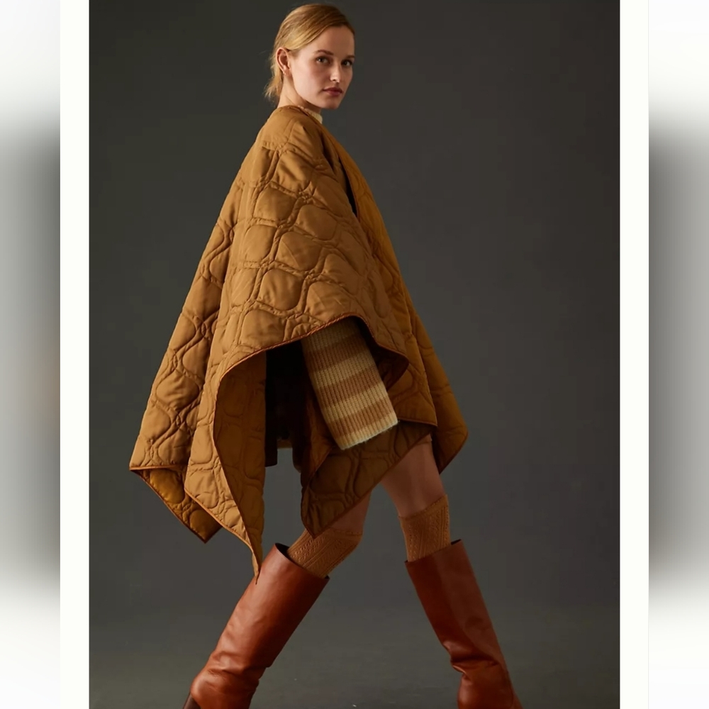 Anthropologie Puffer Wrap - tan/ochre - Picture 3 of 11